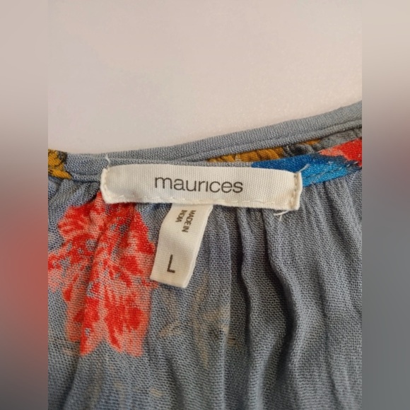 Maurices Blue Floral Ruffle Hem Halter Top Size L - Picture 9 of 11